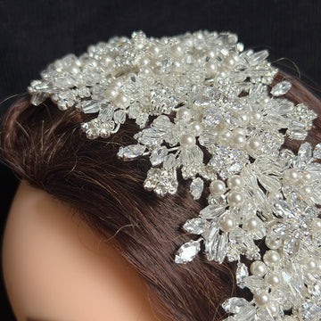 Julis luxury Bride crystal and pearls headpiece