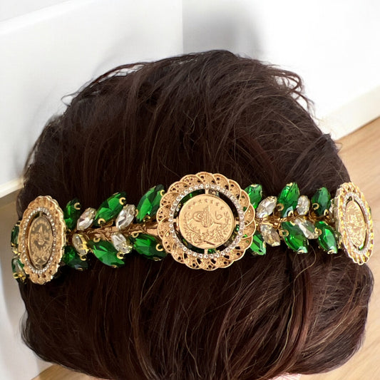 Dayr Tarif II Gold and Green headband