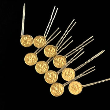 Ten coin poppy pins