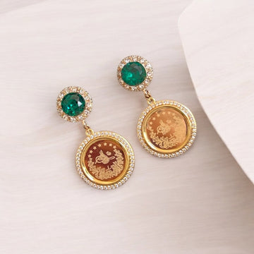 Bayt Rema II Green and Gold Earrings