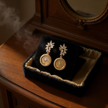 Yasur leaves and coins earrings