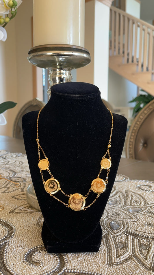 Beitunia three pcs coin set pleated gold