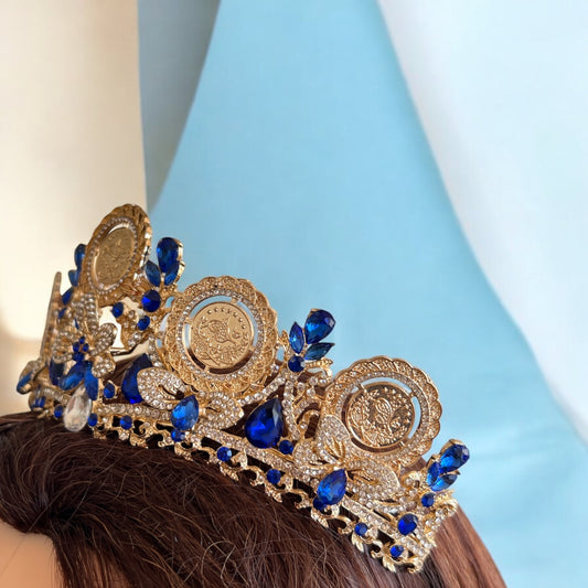 Deir Dibwan II five coins blue and gold crown