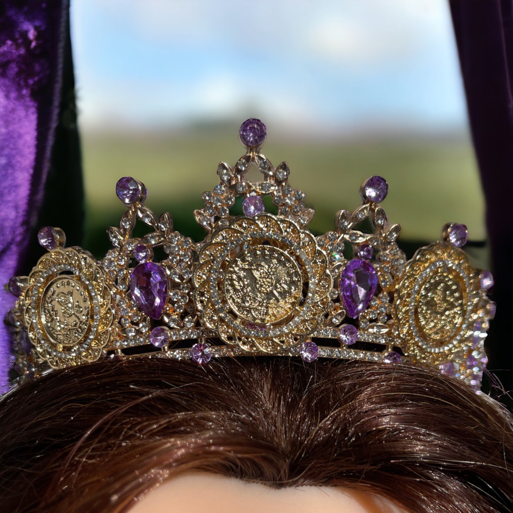Akka Purple Gold Henna Crown beauty golden Henna Crown Jewelry