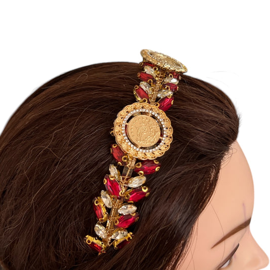 Dayr Tarif II Gold and Burgundy headband