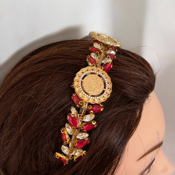 Dayr Tarif II Gold and Burgundy headband