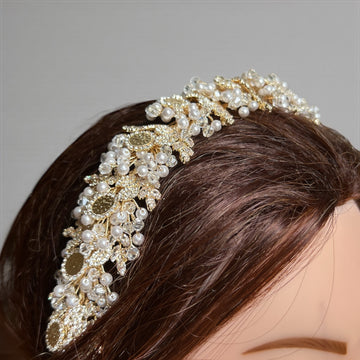 Ein Karem mini coins Gold and Pearls headpiece