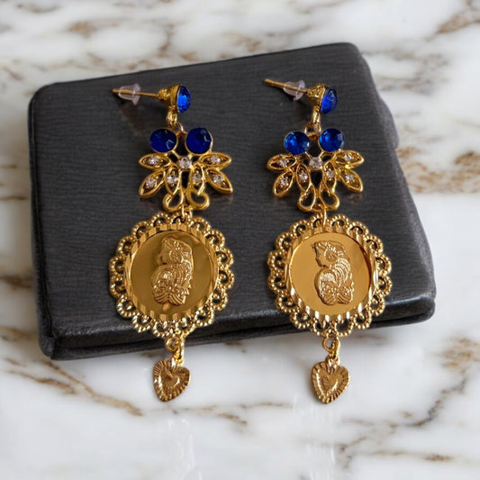 Telfit II blue and gold earrings