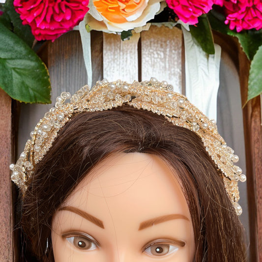 Nuseirat gold crystal headpiece