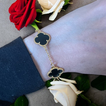 Iqrit Black and pleated Gold bracelet