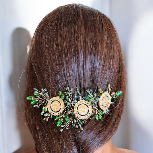 Der Al Balah II three coins green and gold headpiece