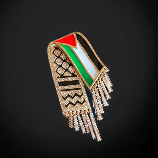 Kufya And Palestinian Flag Brooch