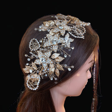 Qabatiya Gold flower sparkling Headpiece Excellence Gold Flower.