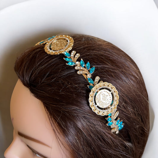 Hamama Turquoise three coins headband