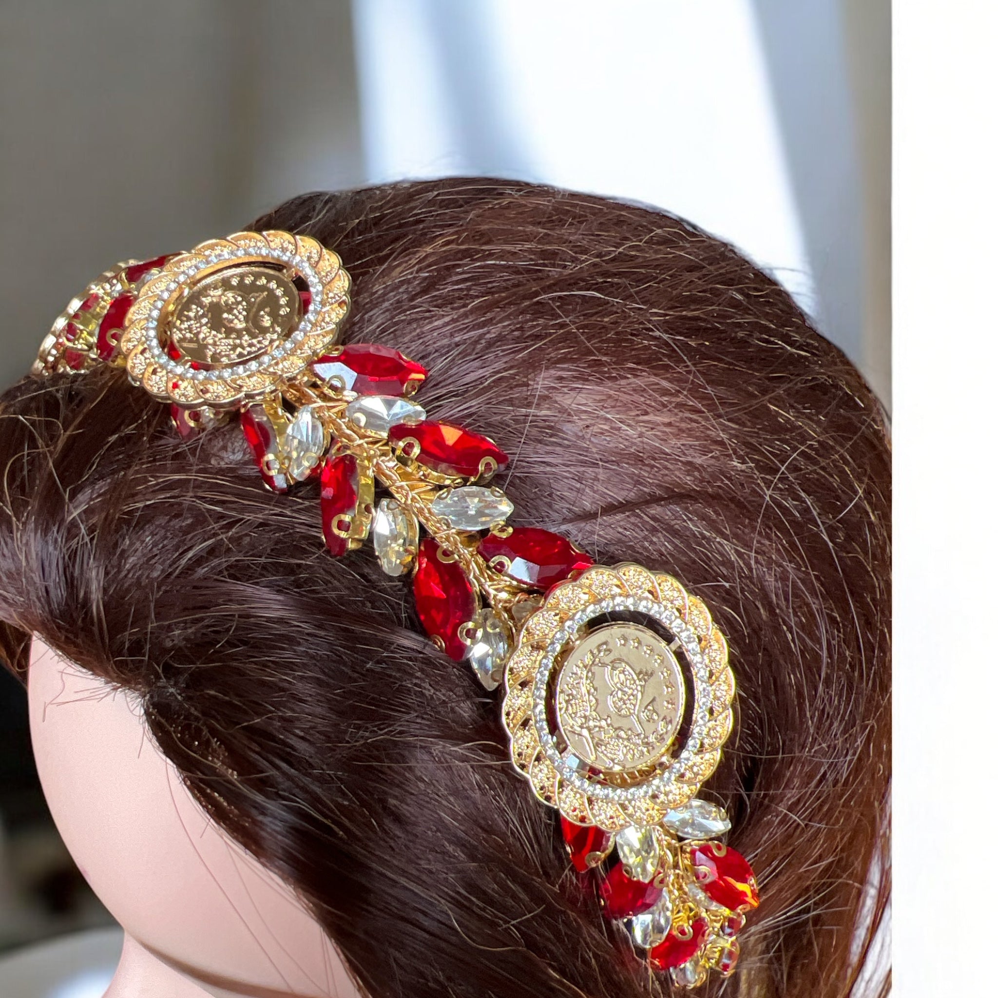 Dayr Tarif II Gold and red headband