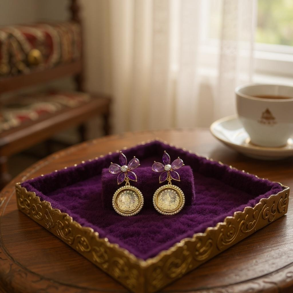 Bayt Jirja Purple Flower earrings