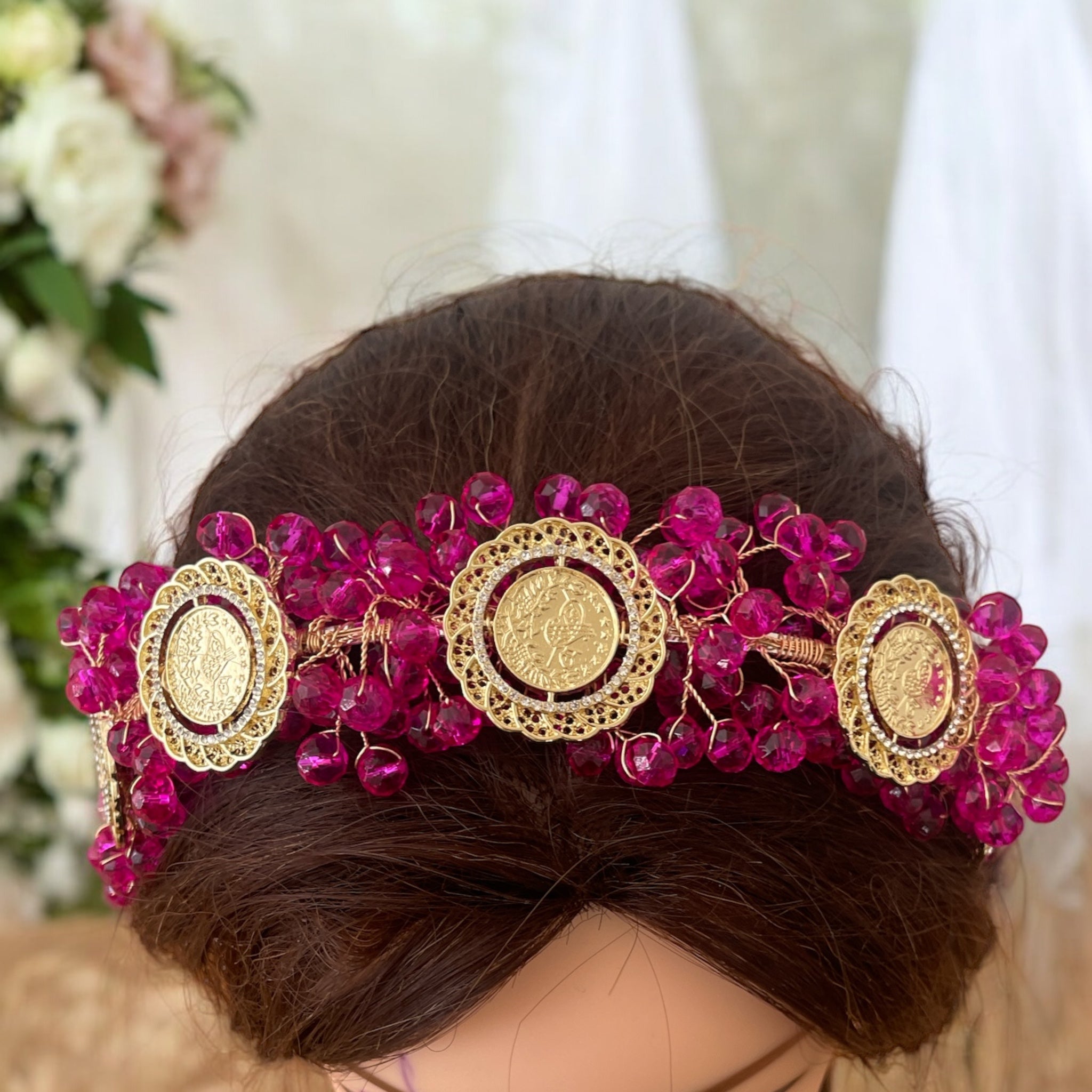 Ramallah fushia/pink five coins headband