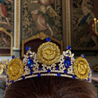 Qalqilya BlueGold tone henna crown