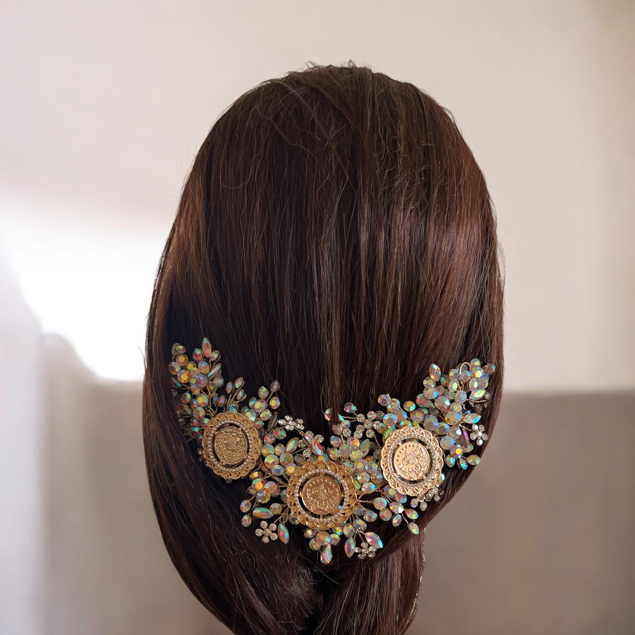 Dayr al-Ghusoun three coins multi color headpiece