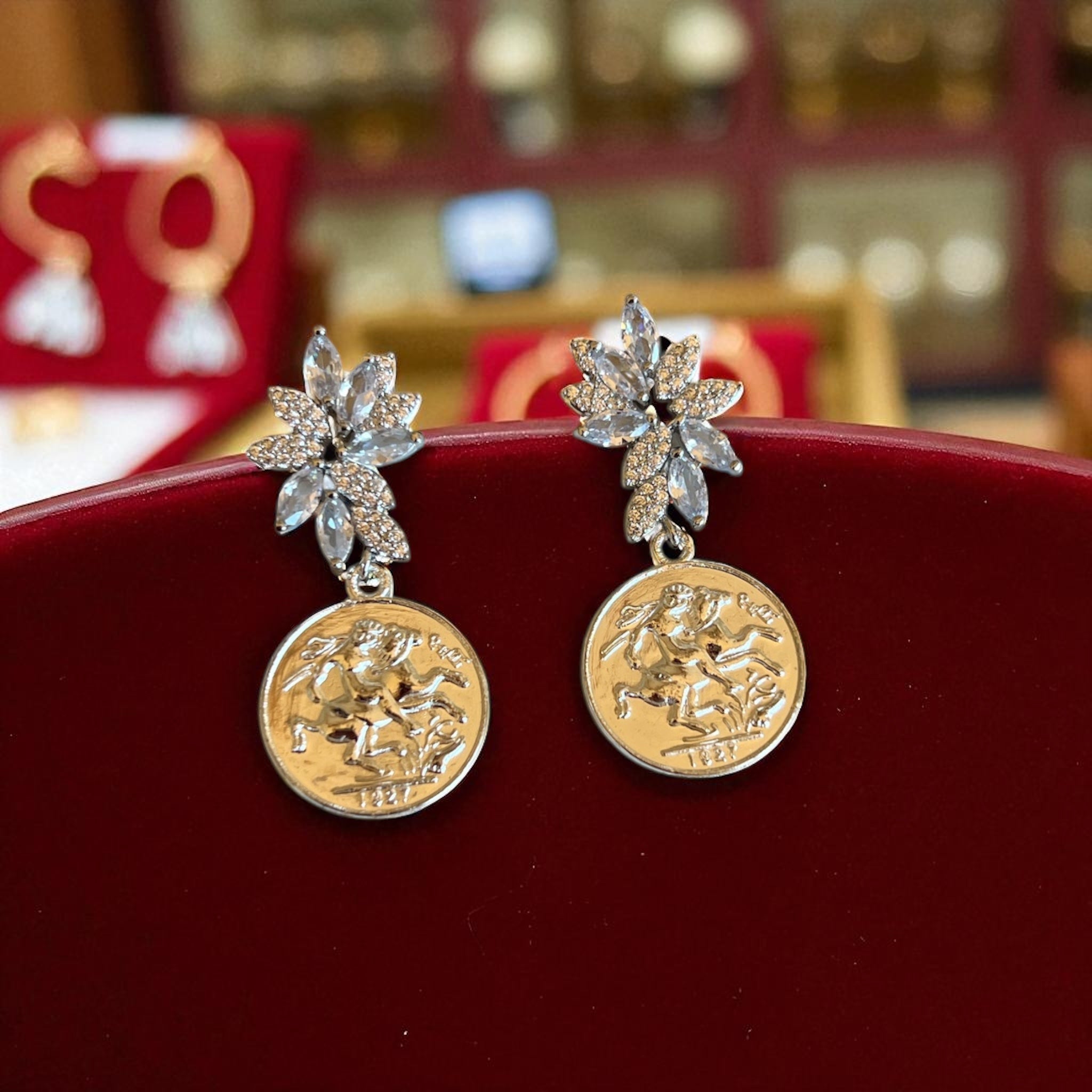 Surif silver coin earrings