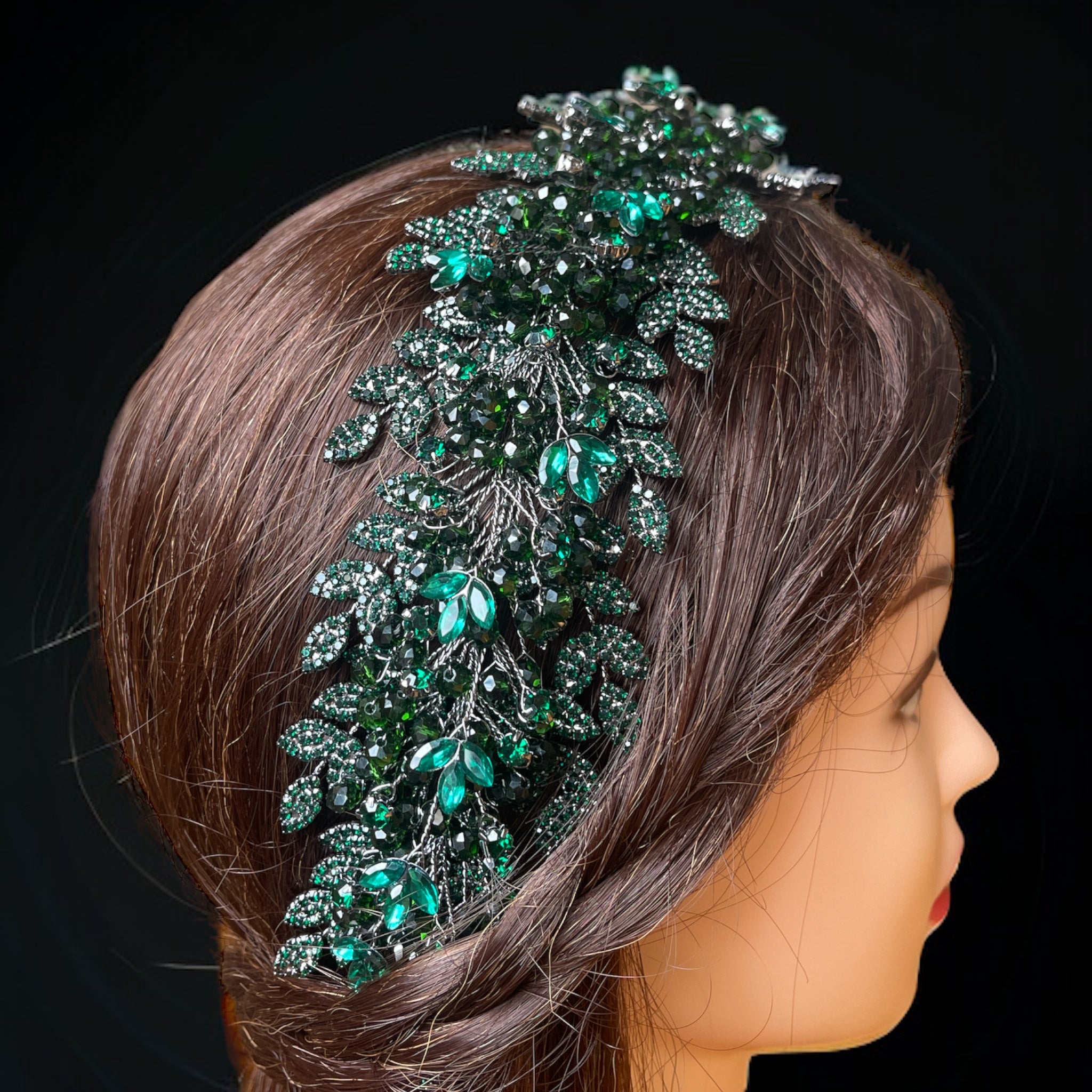 Askar shades of green and black headpiece