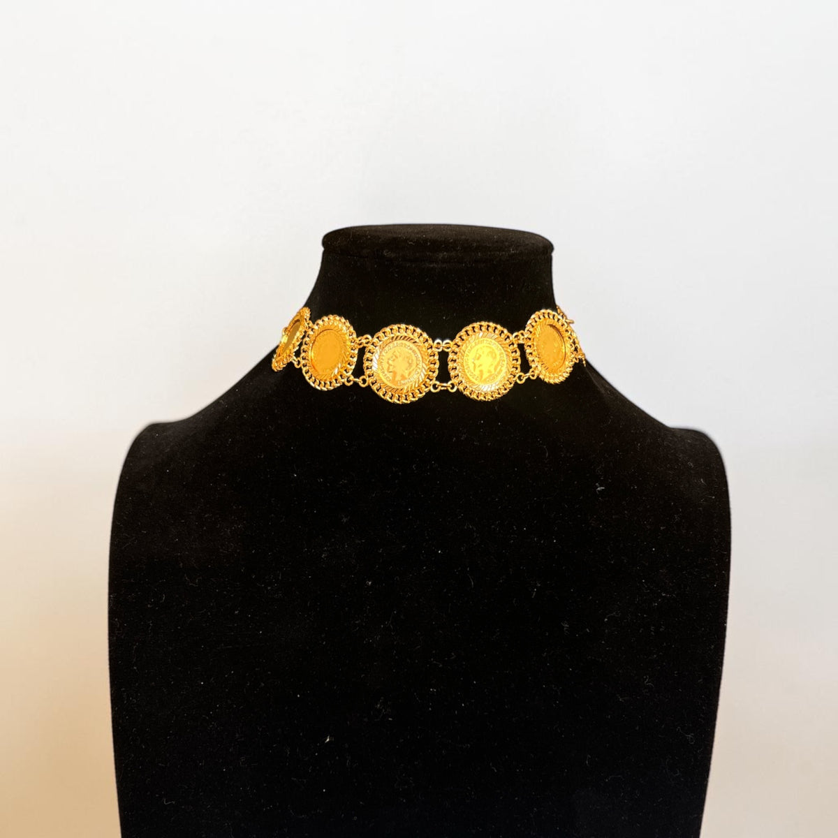 Gold II Coin Statement Choker Necklace