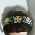 Suhayta turquoise and Green five coins headpiece