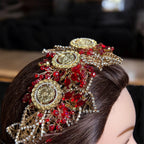 Yafa II four coin Red and Gold headpiece