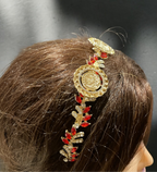 Hamama three coins red and gold headband
