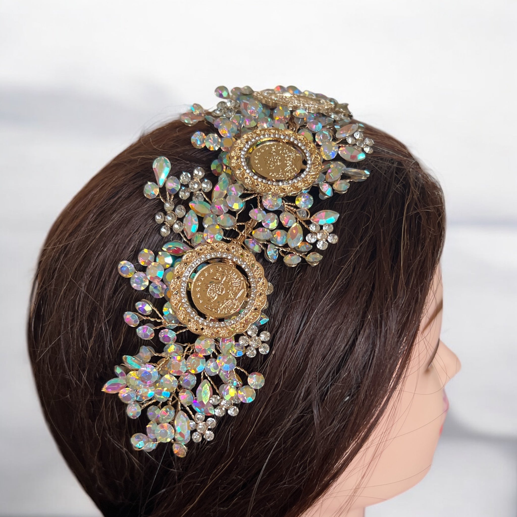 Dayr al-Ghusoun three coins multi color headpiece