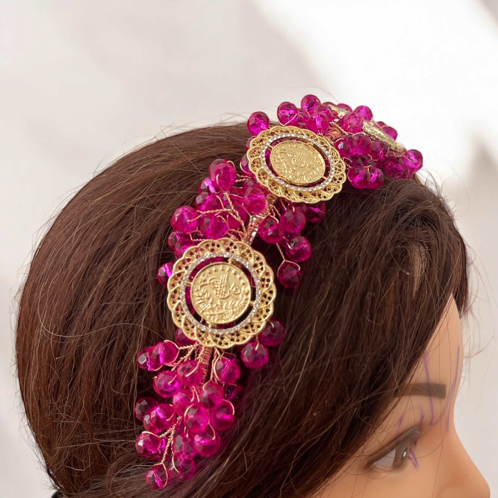 Ramallah fushia/pink five coins headband