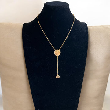 Ajjur III Ayat al-Kursi circle Pleated Gold necklace