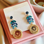 Bal'a blue shades stud coin earrings