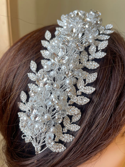 Nur Shams bridal pearls crystal headpiece