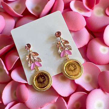 Kawkaba shades of Pink coin earrings