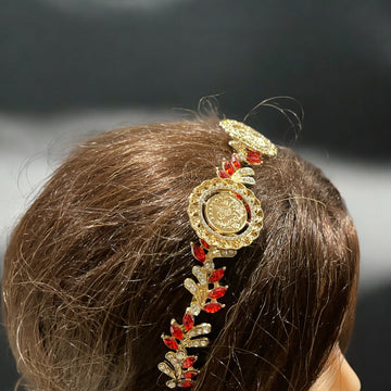 Hamama three coins red and gold headband