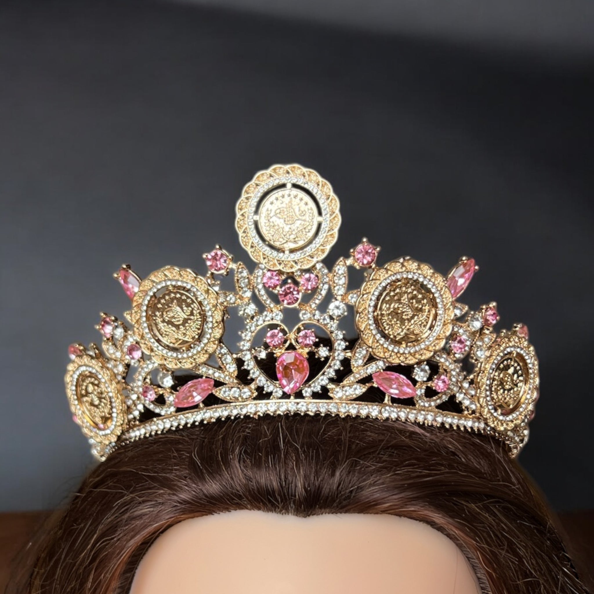 Nabi Ilyas II soft pink five coins crown