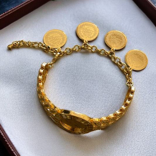 Yata pleated gold coin bracelet