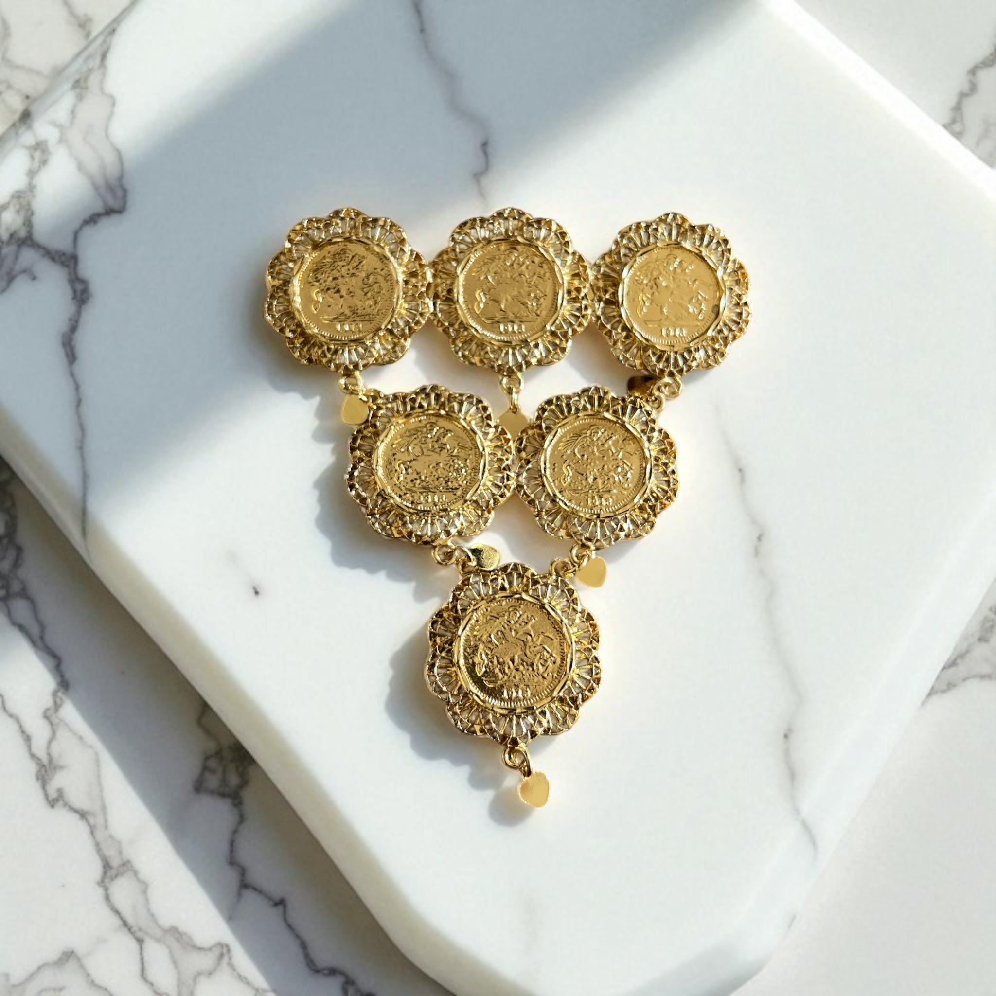 Al-Quds six coins brooch