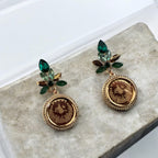Bayt Rema III gold and green earrings