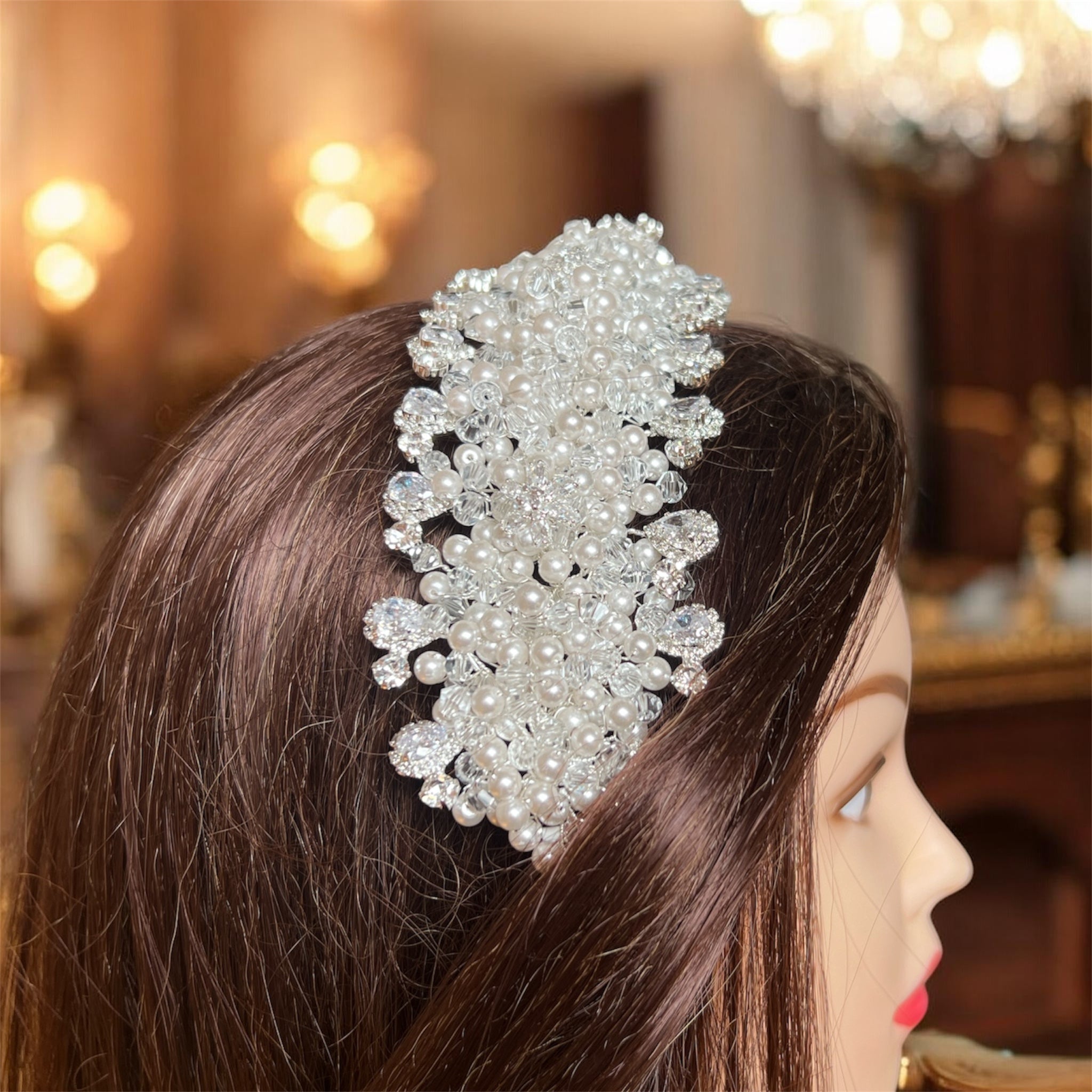 Jayyous Zircon Stone And Crystal Bead Pearl Hair Accessories