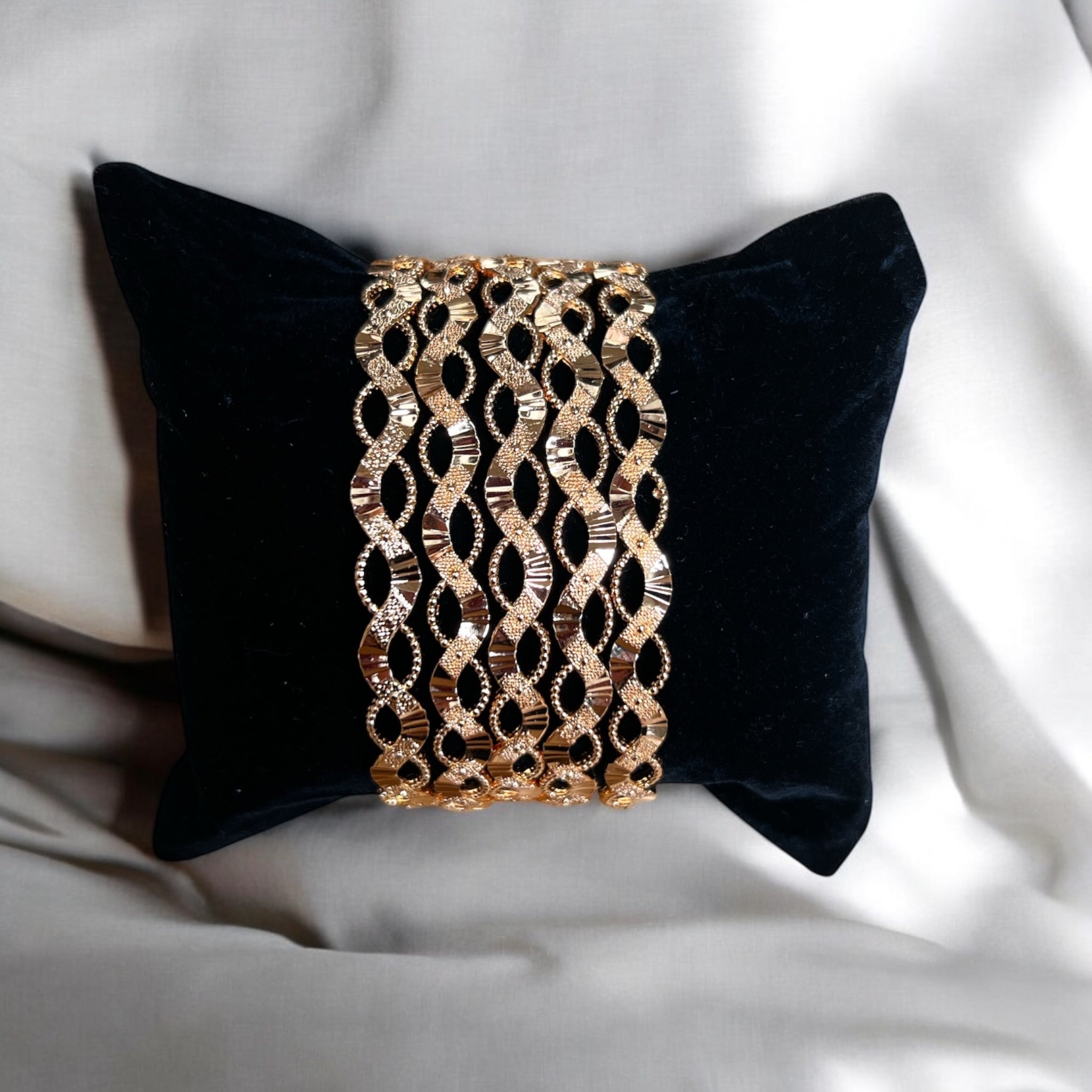 Al Nablus 21k pleated gold 5 bangles bracelet