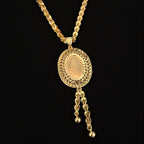 al-Qubsi oval 21k pleated gold necklace