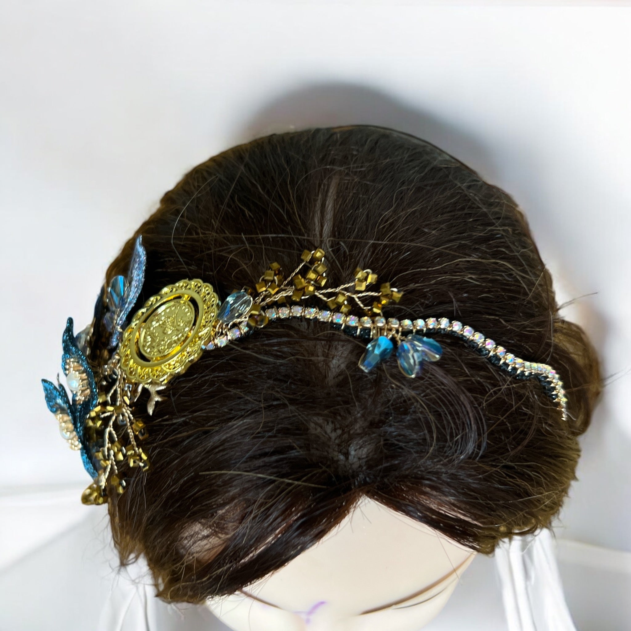 Rafat shades of blue and coins headband