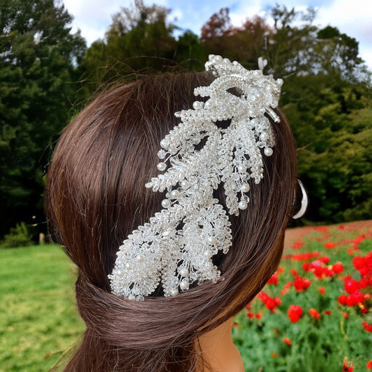 Bureij white crystal bridal headpiece