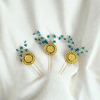 Duma three pcs hair accessories light blue and coins