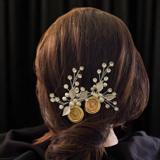 Arab Zubeid Two Pcs silver and gold hairpin