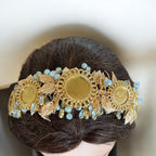 Suhayta II gold and turquoise five couns headband