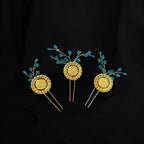 Duma three pcs hair accessories light blue and coins