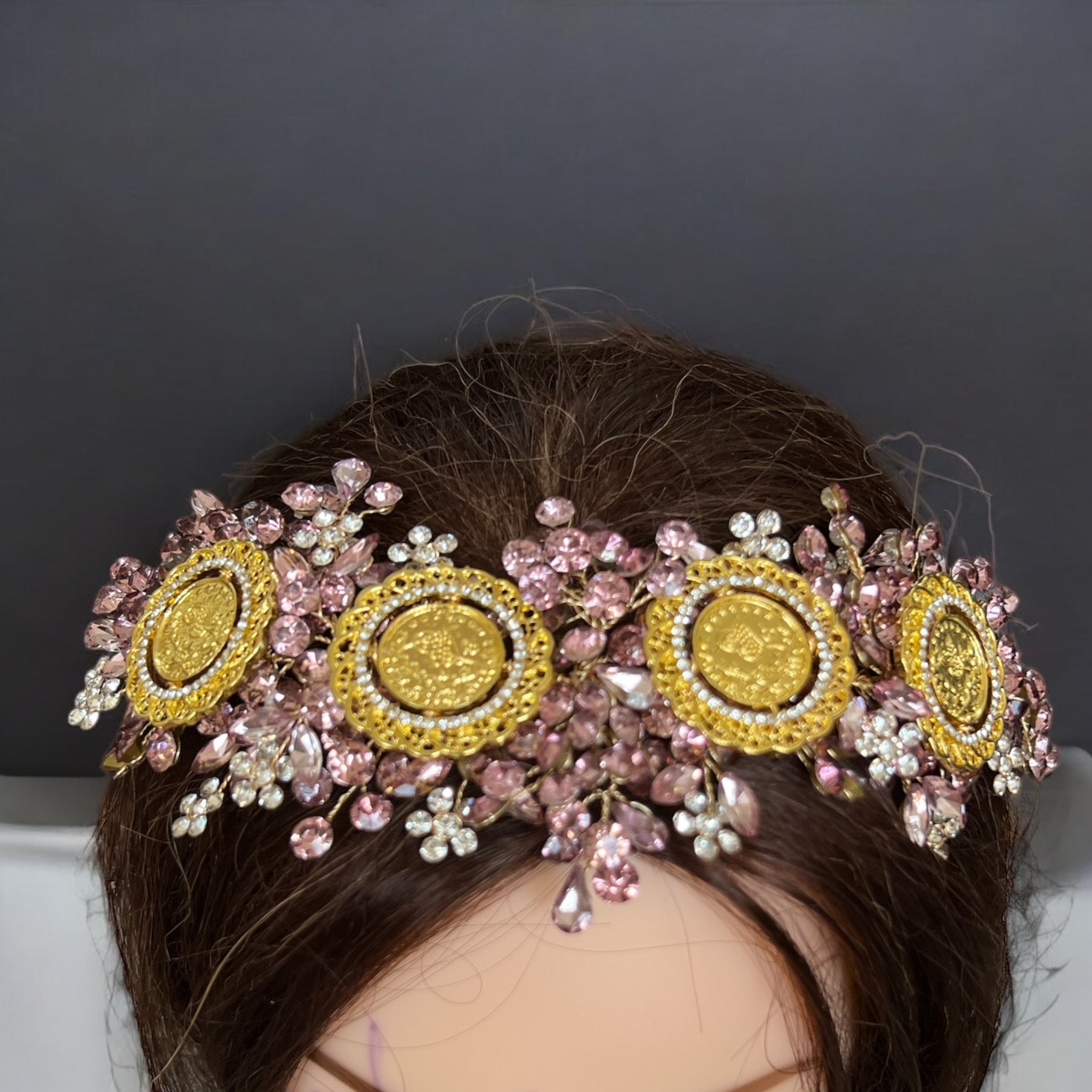 Ammuriya pink/purple four coins headpiece